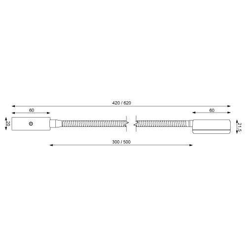 Prebit LED-Flexleuchte 05-1, 500mm, chrom-matt, ro