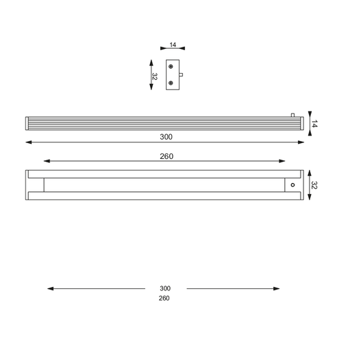 Prebit LED-Unterbauleuchte UB01-1, 300mm, chrom-ma